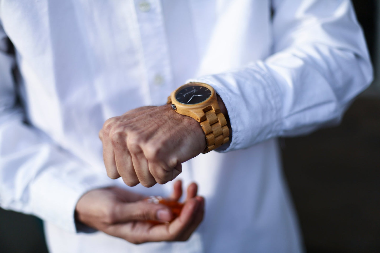 Wooden watch beige color - eco-friendly handmade natural wood watch for men