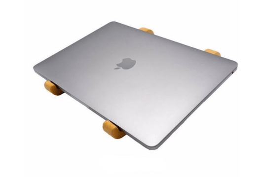 Ergonomic wooden laptop stand - handcrafted natural wood desk riser for better posture