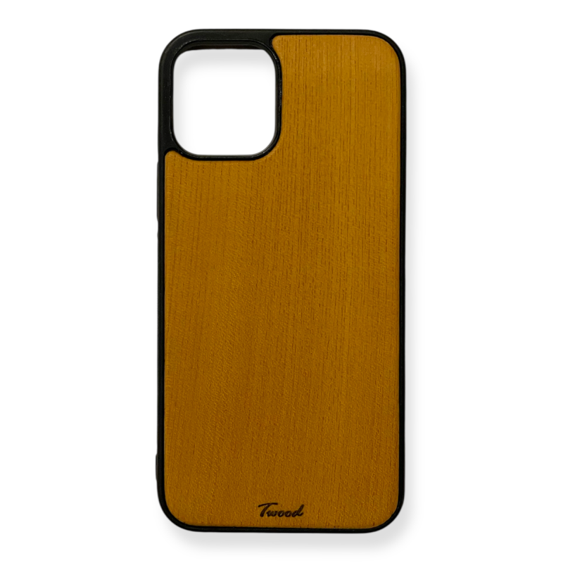 Wooden mobile phone case for iPhone made from natural wood, handcrafted and eco-friendly with a sleek design