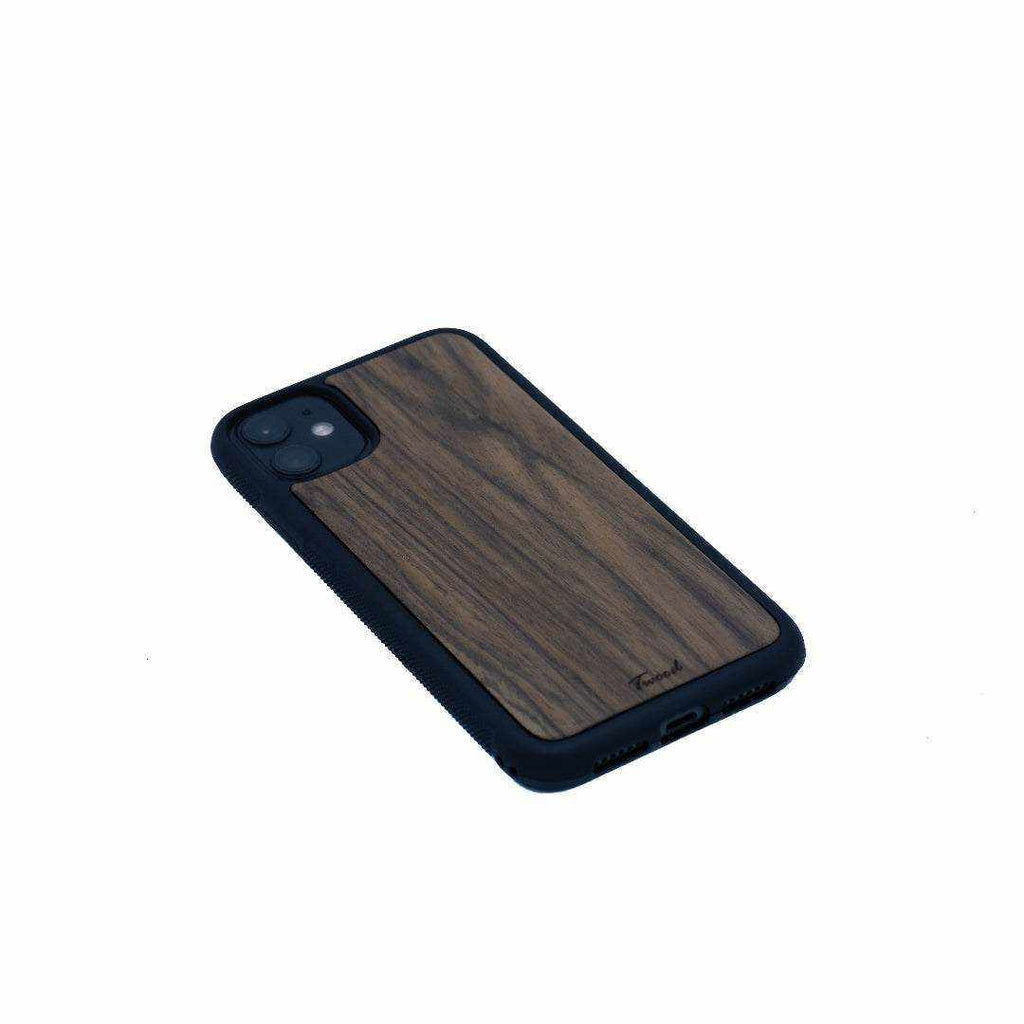 Wooden mobile phone case with natural wood back and black edges for iPhone