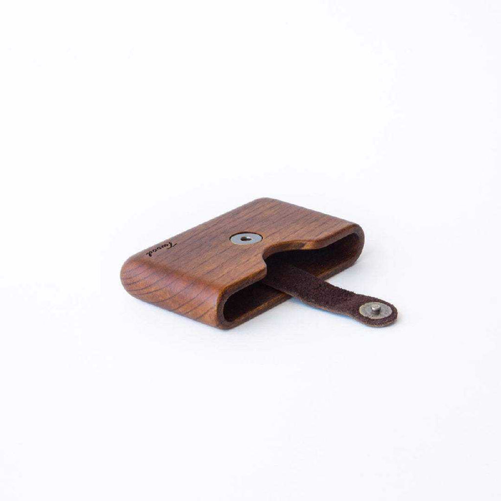 Compact eco-friendly handmade wooden wallet with card slot and button closure