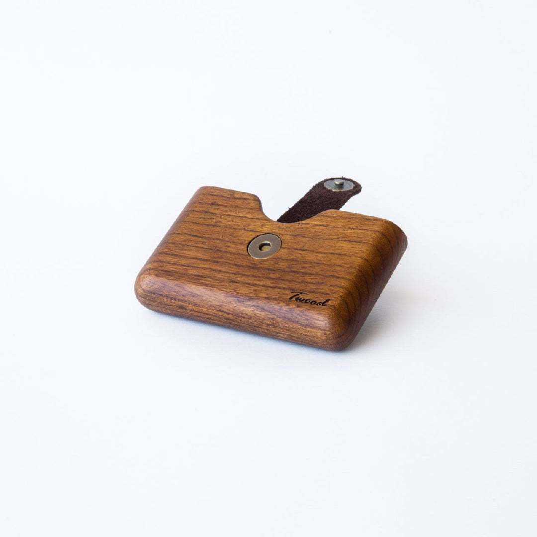 Eco-friendly handmade wooden wallet with card slot and secure closure, small and stylish design
