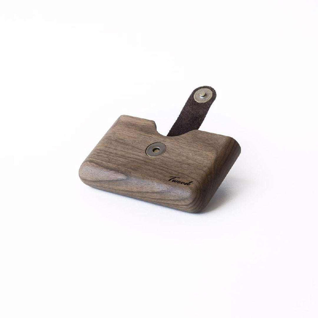 Eco-friendly handmade wooden wallet with card slot and secure snap closure