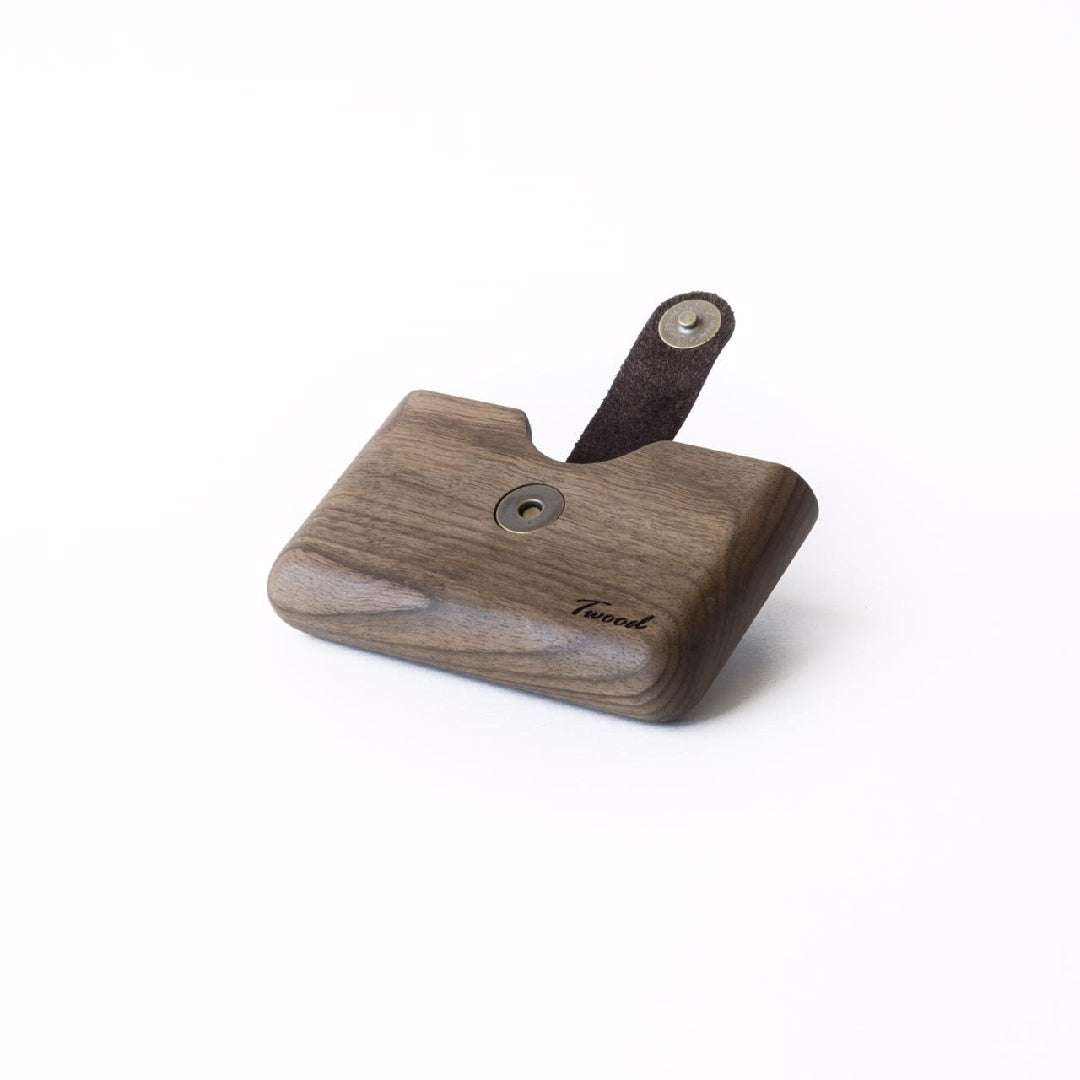 Eco-friendly handmade wooden wallet with card slot and secure snap closure