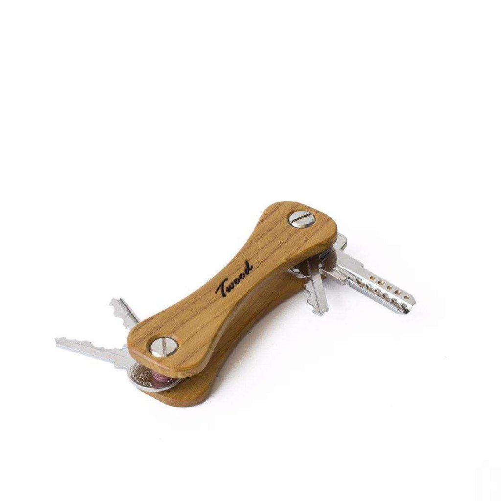 Handcrafted wooden keychain with six keys and retractable design, eco-friendly and sustainable accessory