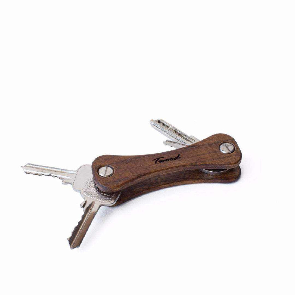 Handcrafted wooden keychain with six retractable keys sustainable ecofriendly accessory