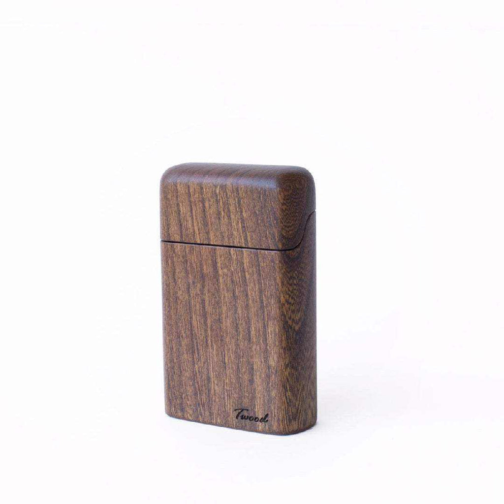 Handcrafted wooden cigarette case with natural wood finish and sleek design
