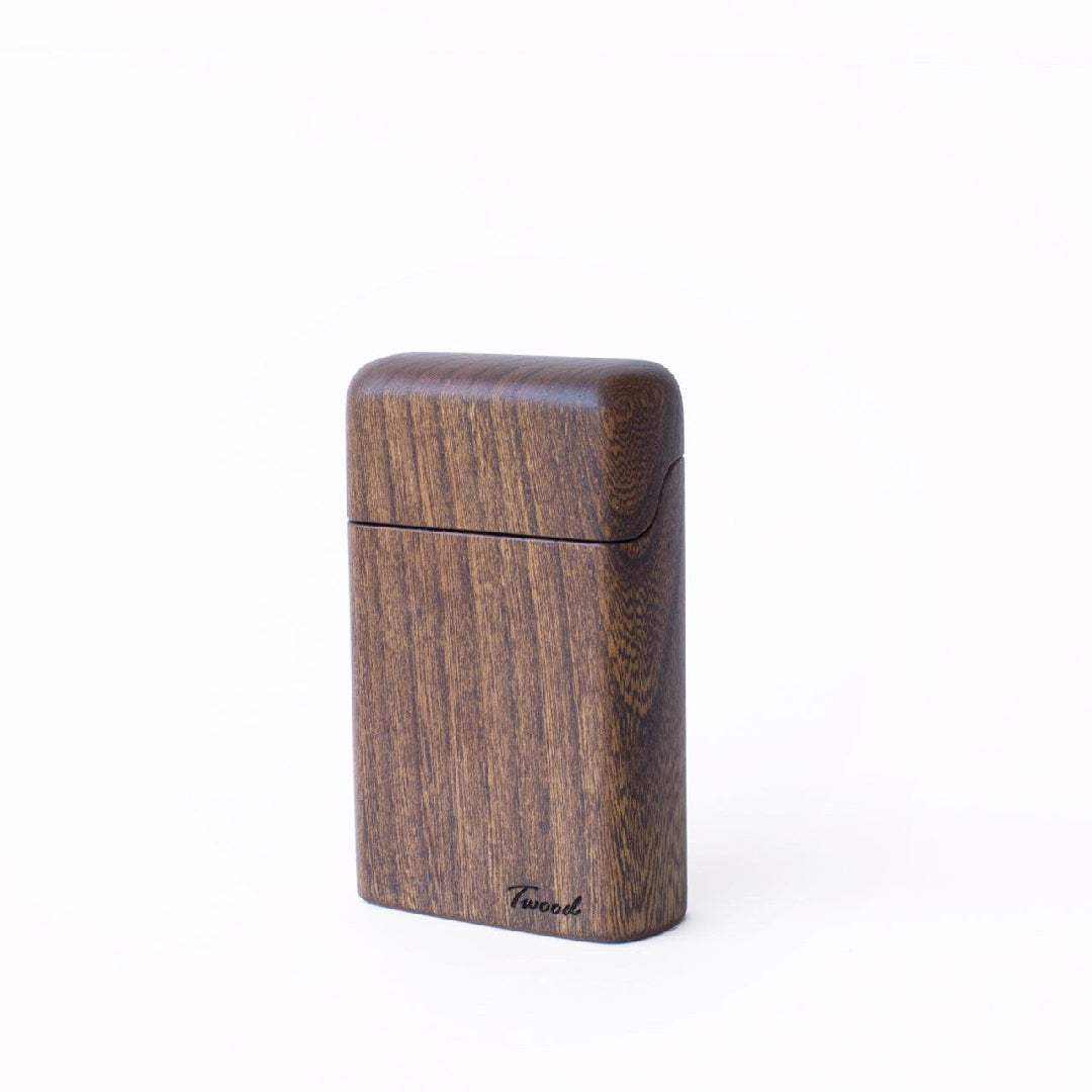 Handcrafted wooden cigarette case with natural wood finish and sleek design