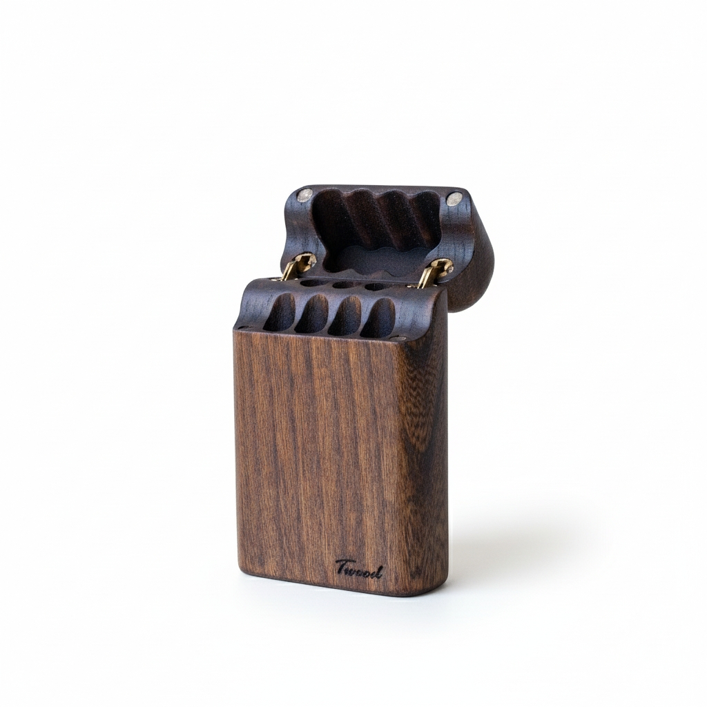 Wooden Cigarette Case - Handcrafted Natural Wood Case for 7 Cigarettes