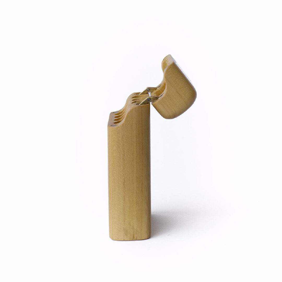 Natural wooden cigarette case with hinged lid, holds 7 cigarettes, eco-friendly handcrafted accessory
