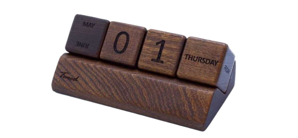 Wooden Desk Calendar - Handmade Perpetual Wood Calendar for Office