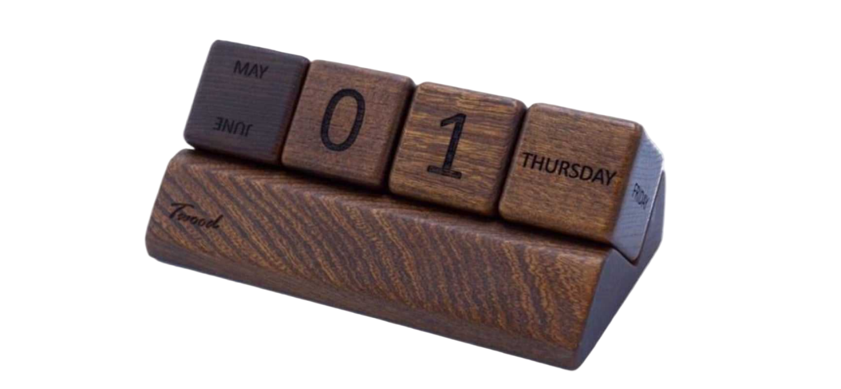 Wooden Desk Calendar - Handmade Perpetual Wood Calendar for Office