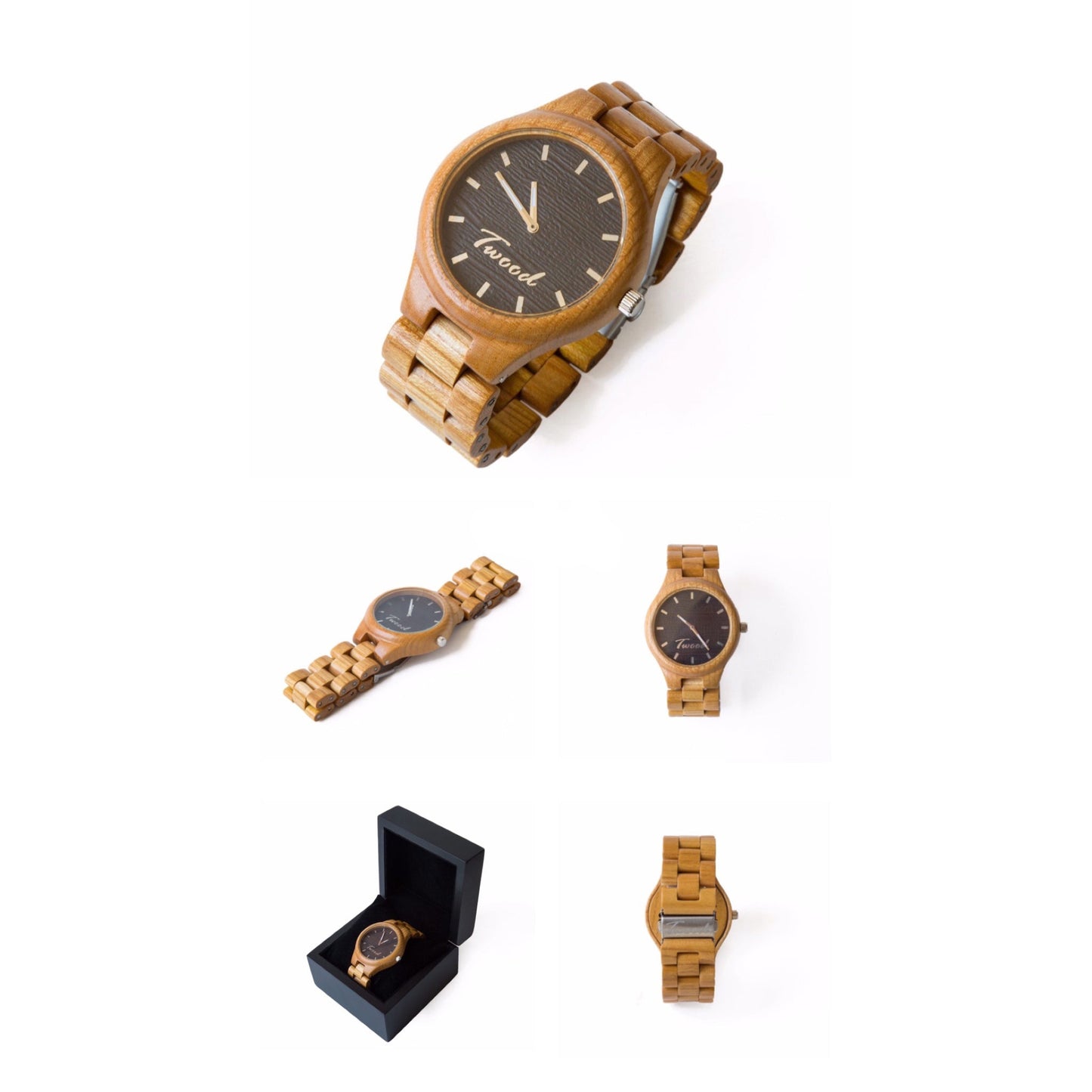 Wooden watch for men - handmade natural wood watch with black gift box packaging