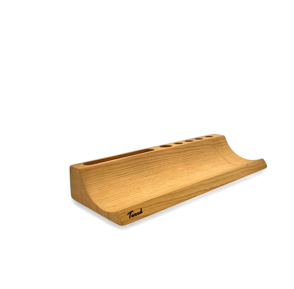 Wooden Desk Organizer with Phone Stand - Handcrafted Solid Wood Pen HolderDesk OrganizerTwoodshoppingBusiness Card Holder