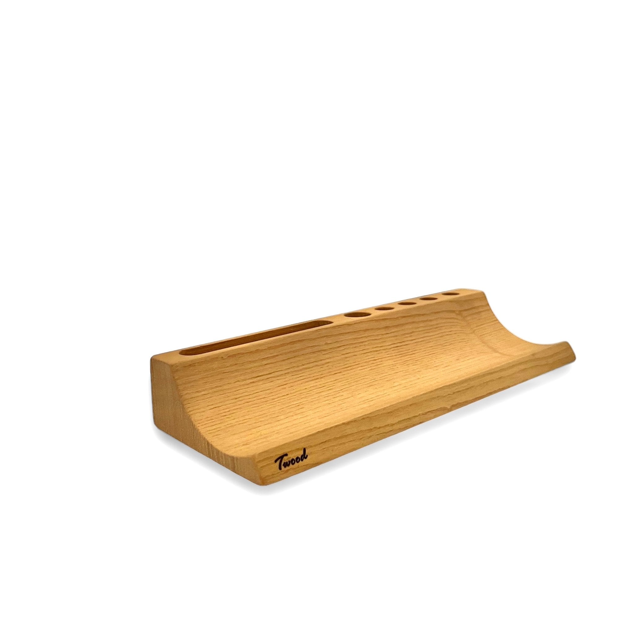 Wooden Desk Organizer with Phone Stand - Handcrafted Solid Wood Pen HolderDesk OrganizerTwoodshoppingBusiness Card Holder