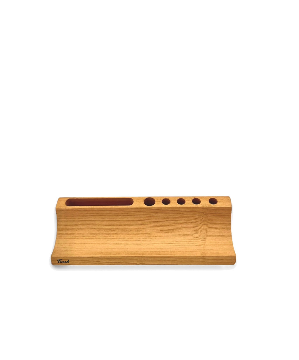 Wooden Desk Organizer with Phone Stand - Handcrafted Solid Wood Pen HolderDesk OrganizerTwoodshoppingBusiness Card Holder