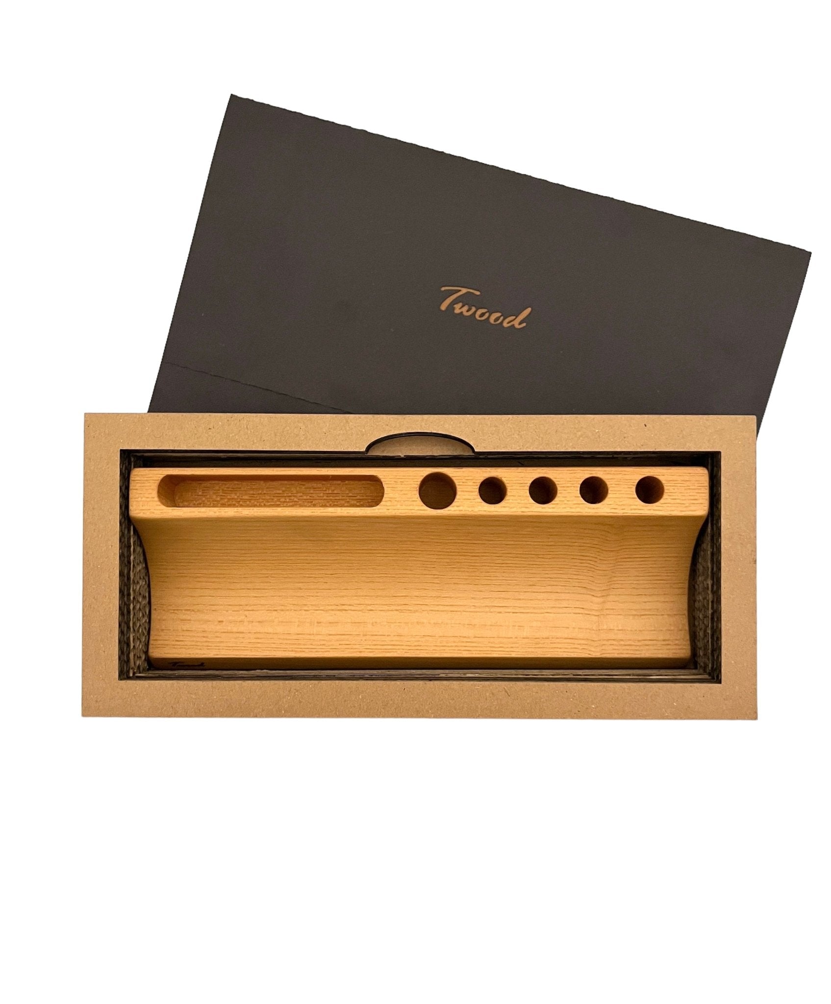 Wooden Desk Organizer with Phone Stand - Handcrafted Solid Wood Pen HolderDesk OrganizerTwoodshoppingBusiness Card Holder