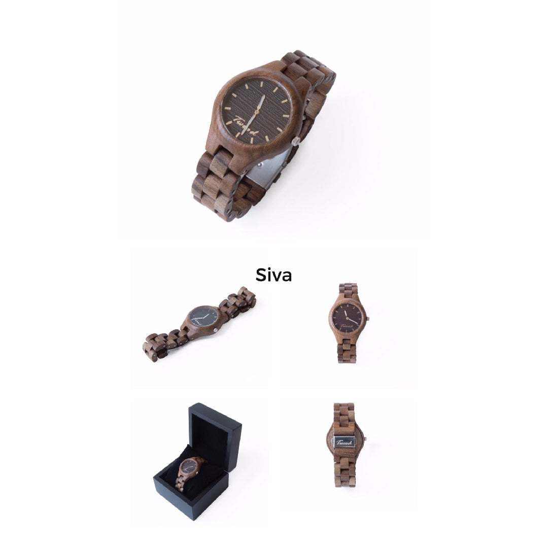 Handmade wooden watches in Siva color, eco-friendly and sustainable timepieces for men and women.