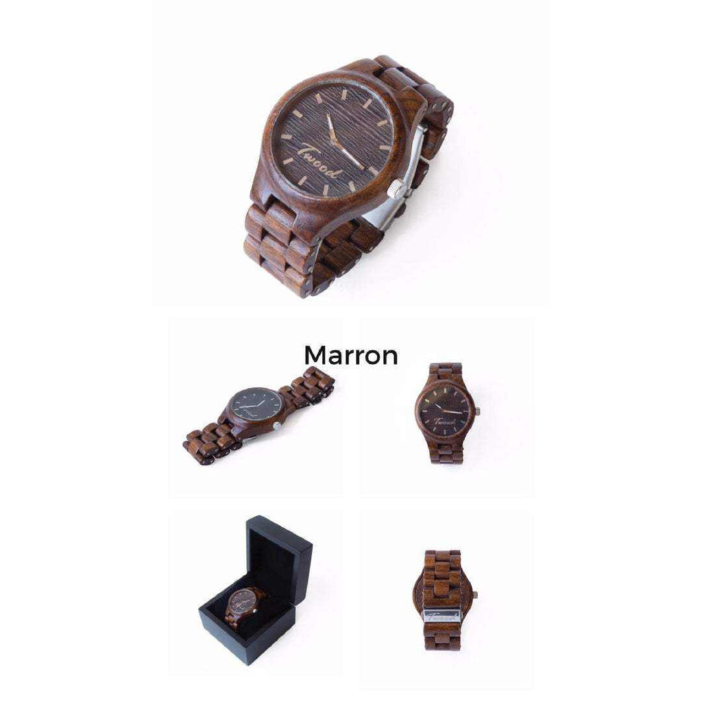Handmade wooden watch in maroon with ecofriendly design for men and women