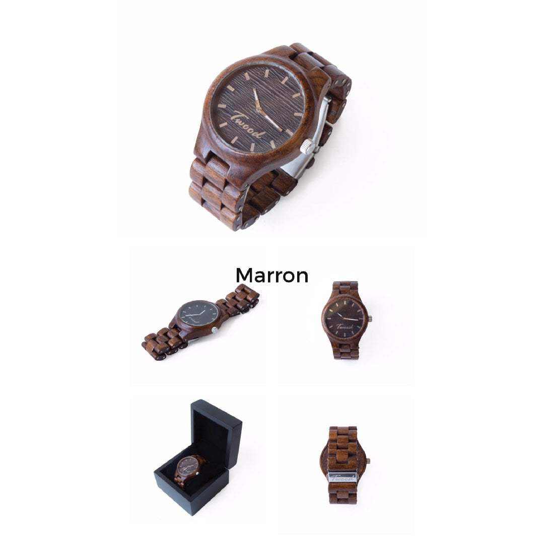 Handmade wooden watch in maroon with ecofriendly design for men and women