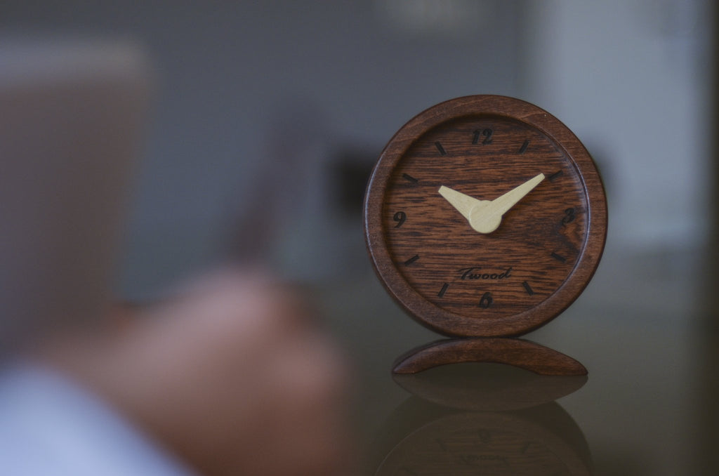 Wooden Desk Clock - Handmade Natural Wood Desktop Clock for Office - TwoodDesk ClockTwoodDesk ClockDesktop ClockEco-Friendly