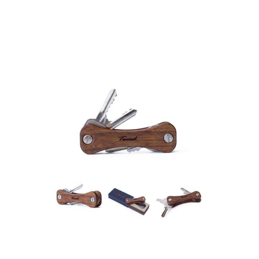 Eco-friendly wooden keychain - handcrafted retractable key holder with 6 keys