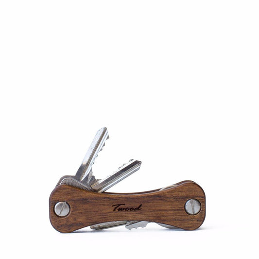 Handcrafted wooden keychain - retractable natural wood key holder with 6 keys