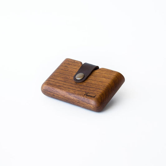 Handcrafted wooden wallet - natural wood wallet with leather strap and card slots
