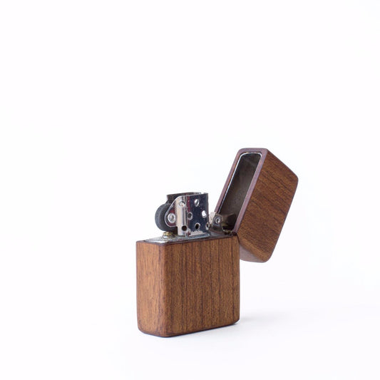 Handcrafted wooden Zippo-style lighter - natural wood finish with metal mechanism