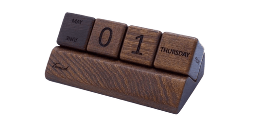 Handmade wooden desk calendar - perpetual wood calendar for office organization