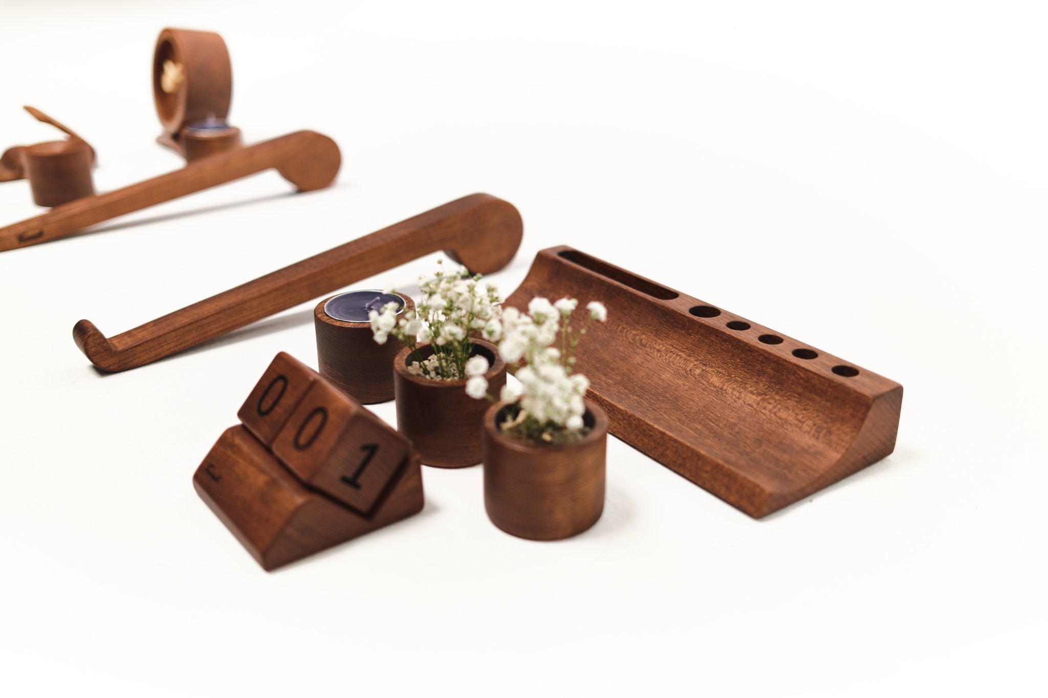 Wooden Desk Organizer with Phone Stand - Handcrafted Solid Wood Pen HolderDesk OrganizerTwoodshoppingBusiness Card Holder