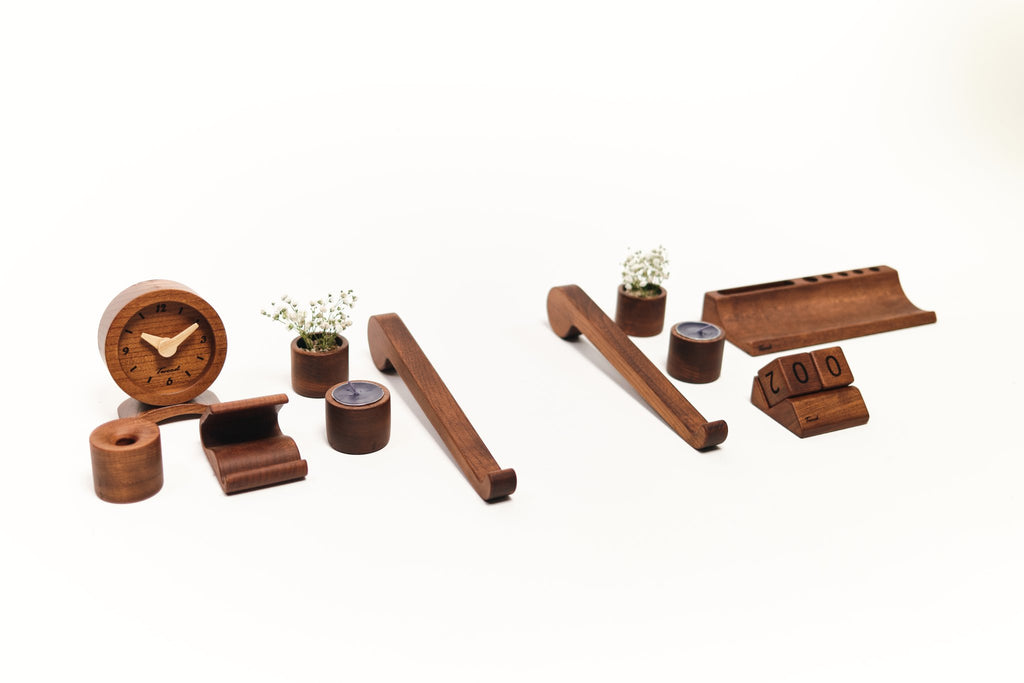 Wooden Desk Organizer with Phone Stand - Handcrafted Solid Wood Pen HolderDesk OrganizerTwoodshoppingBusiness Card Holder