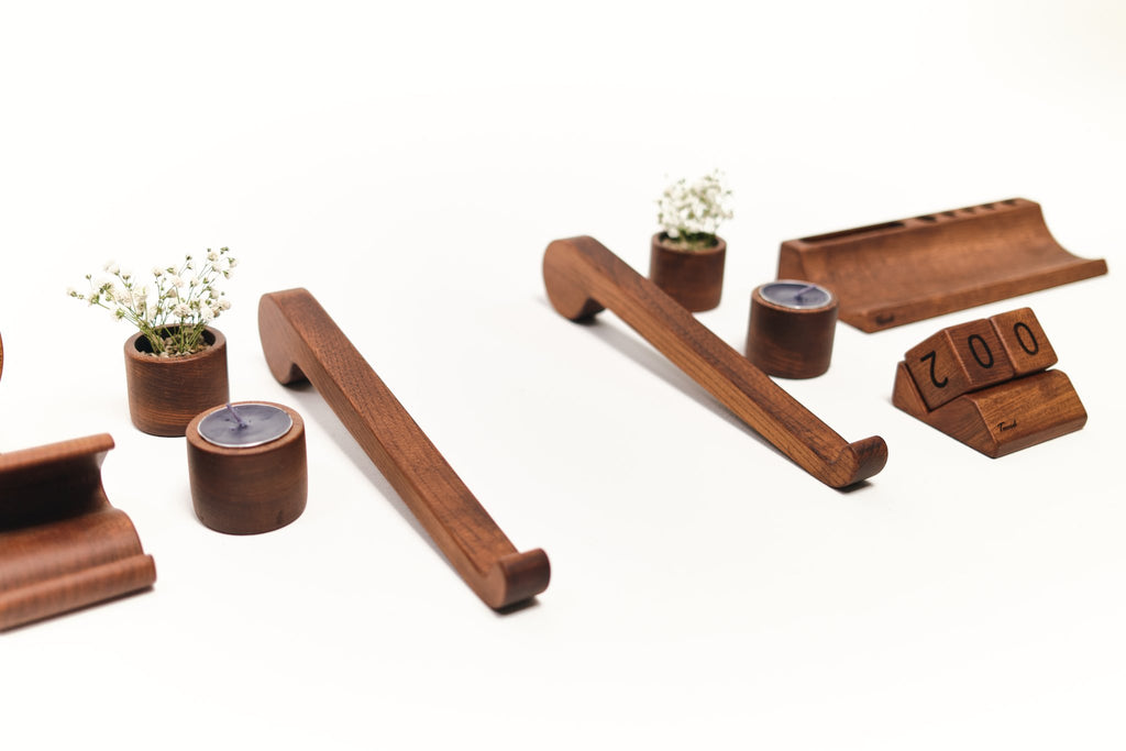 Wooden Desk Organizer with Phone Stand - Handcrafted Solid Wood Pen HolderDesk OrganizerTwoodshoppingBusiness Card Holder