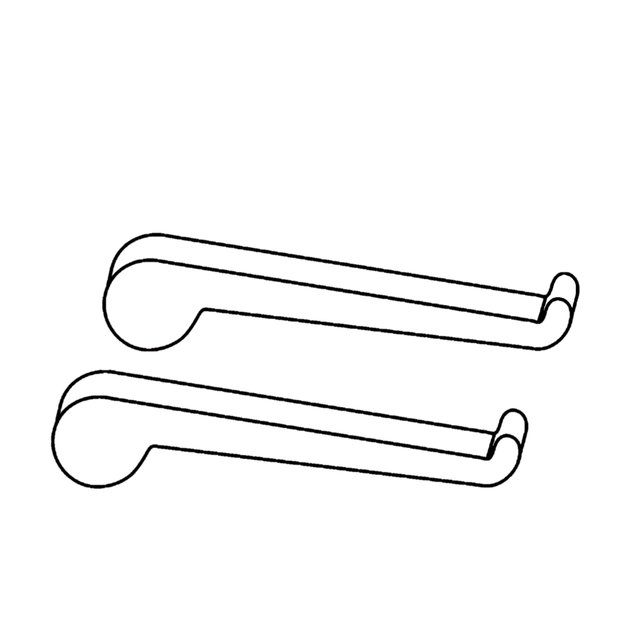minimalist black line drawing of two wooden laptop stands side by side