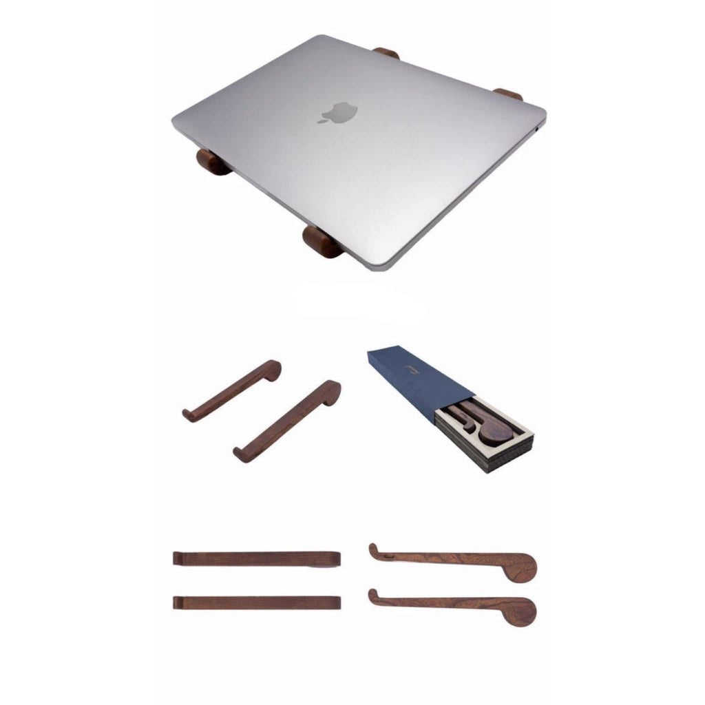 Wooden laptop stand in brown color - eco-friendly handmade desk riser with packaging