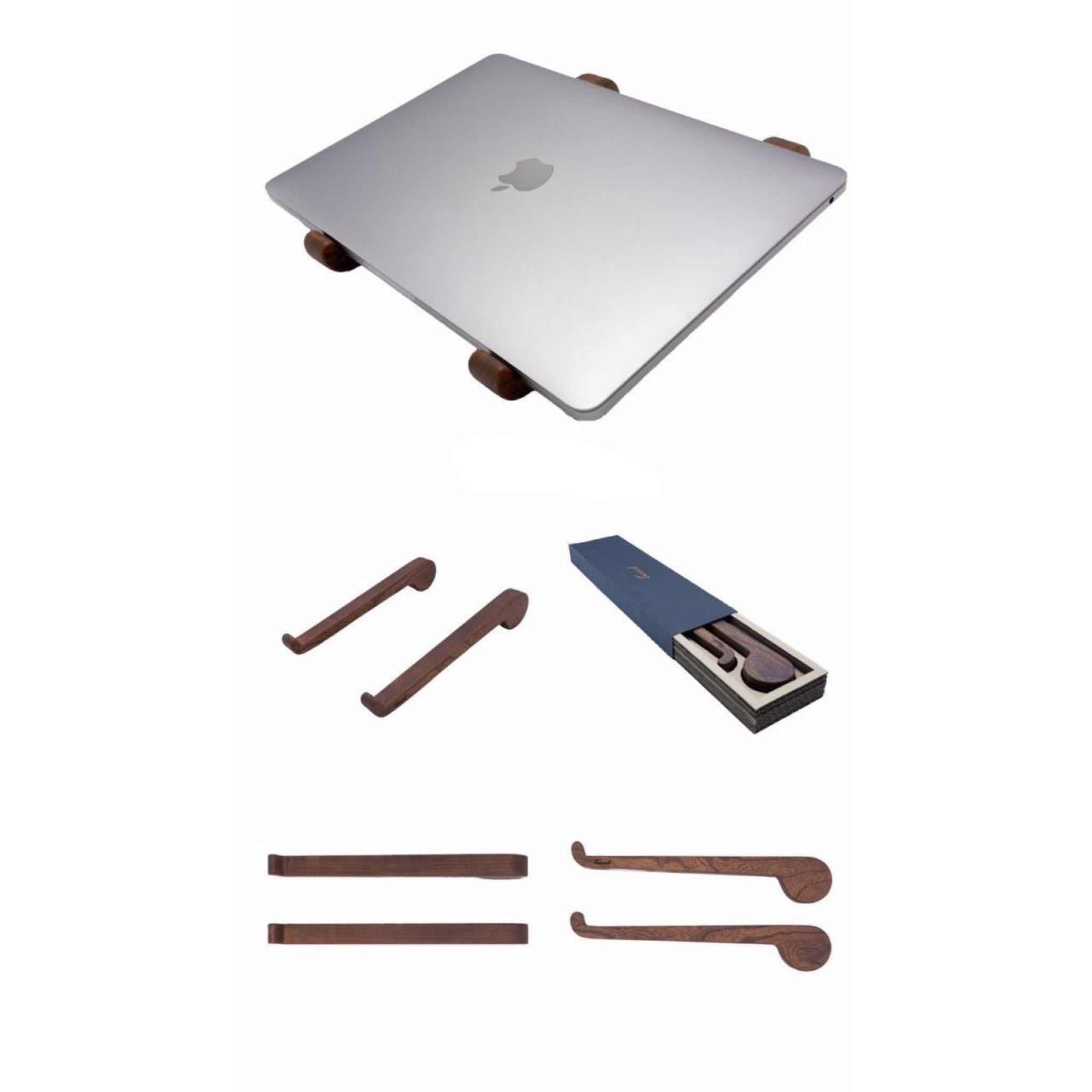 Wooden laptop stand in brown color - eco-friendly handmade desk riser with packaging