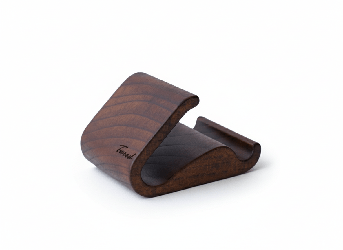 Wooden mobile phone stand - handmade natural wood desk holder